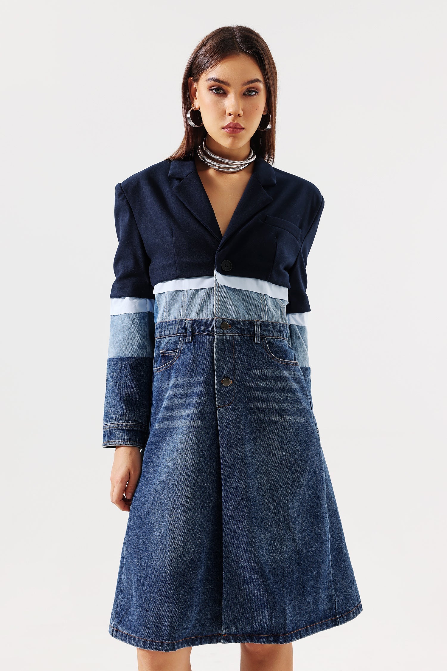 Margaret Patchwork Denim Coat