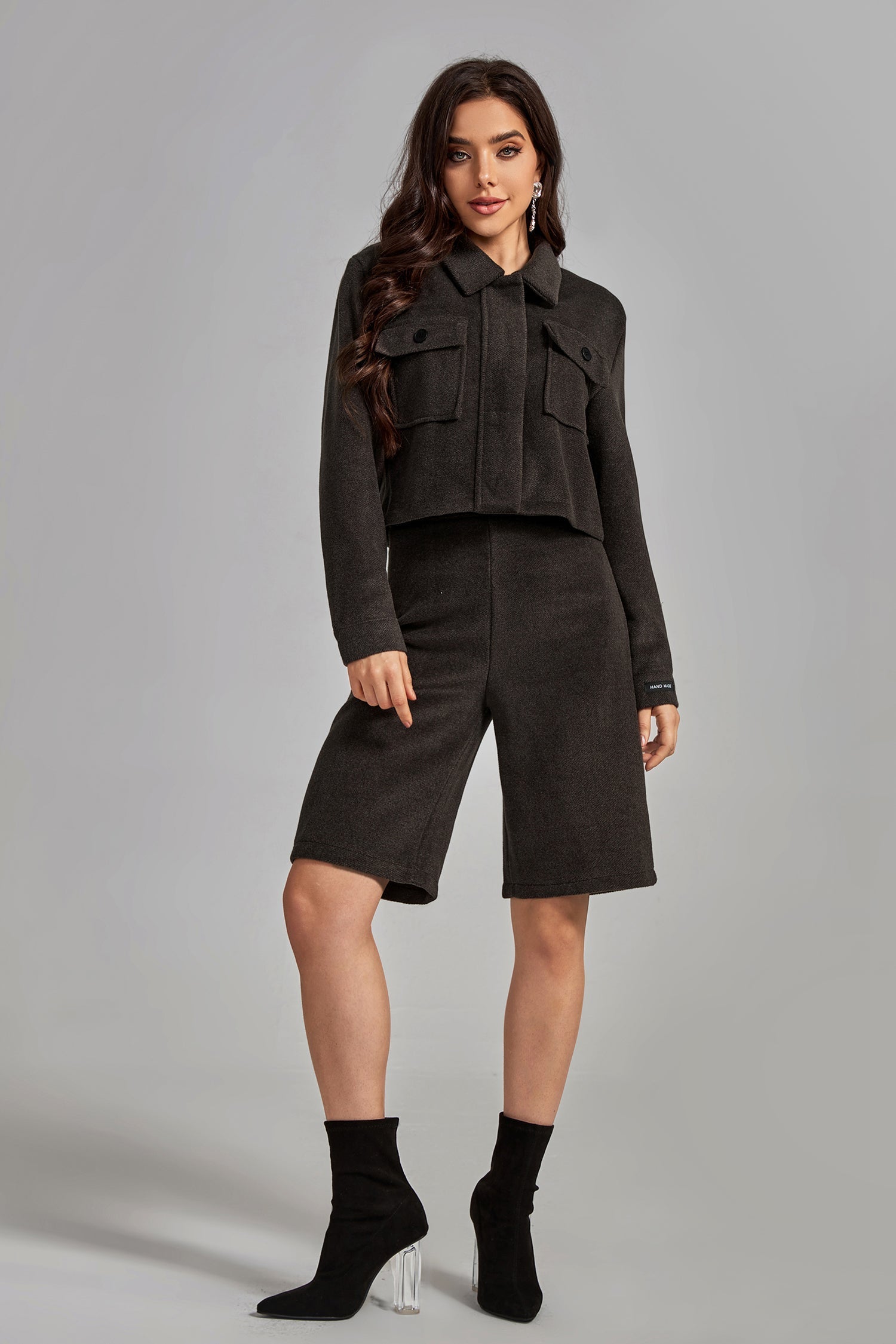 Doris Woolen Short Jacket Wide Leg Set