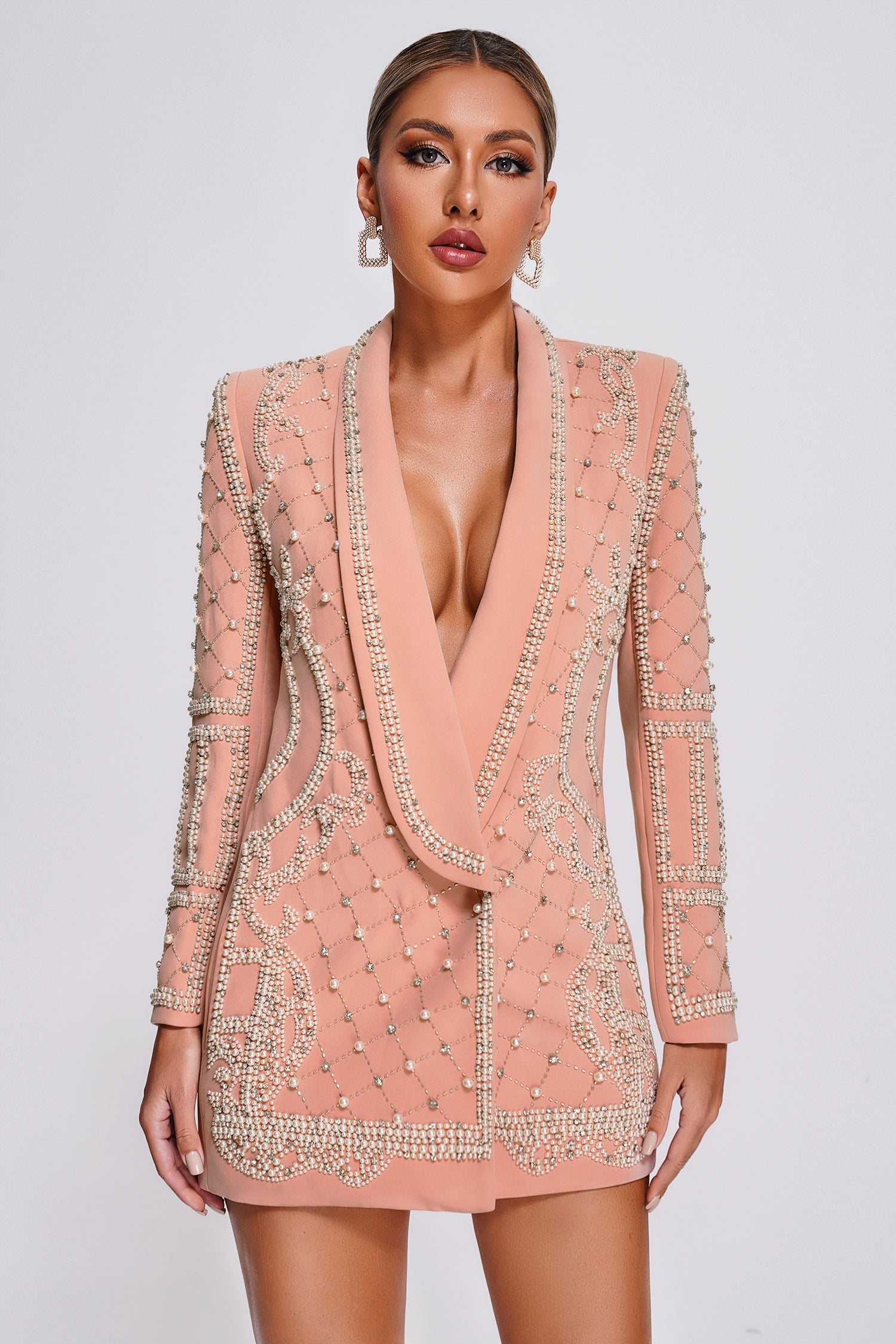 Vioky Pearl Embellished Blazer Dress