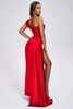 Colia Diamomate Mesh Corset Satin Maxi Dress - Red