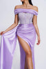 Colia Diamomate Mesh Corset Satin Maxi Dress - Purple