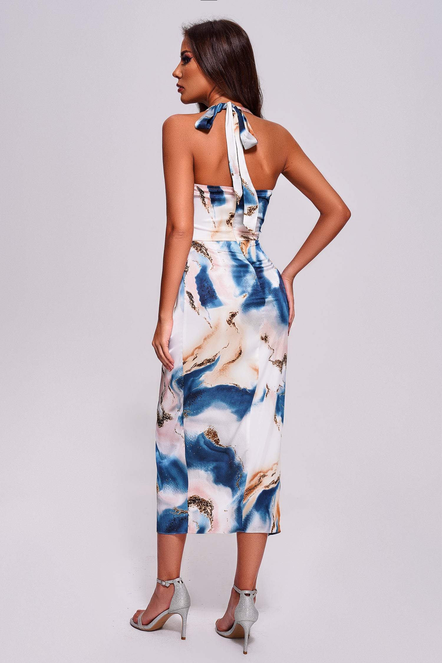 Rezi Halter Printed Midi Dress