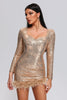 Farrah Feather Sequin Mini Dress - Gold