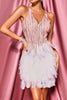 Hesta Feather Sequin Mini Cocktail Dress