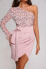 Kiwisy One Shoulder Sequin Mini Dress