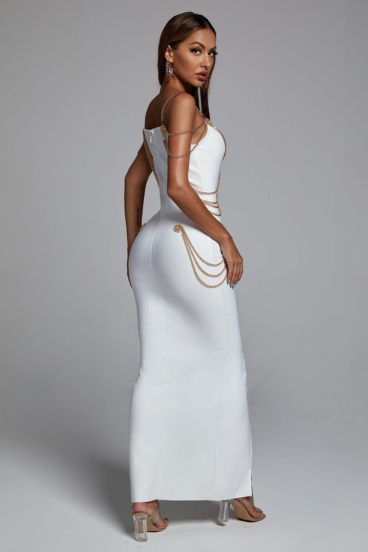 Sakina Maxi-jurk met metalen versiering - Wit