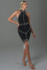 Thaliy Midi-jurk met parelfranjes - Zwart