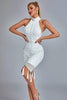 Thaliy Midi-jurk met parelfranjes - Wit 