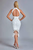 Thaliy Midi-jurk met parelfranjes - Wit 