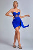 Miniabito con corsetto in rete Larisa - Blu reale