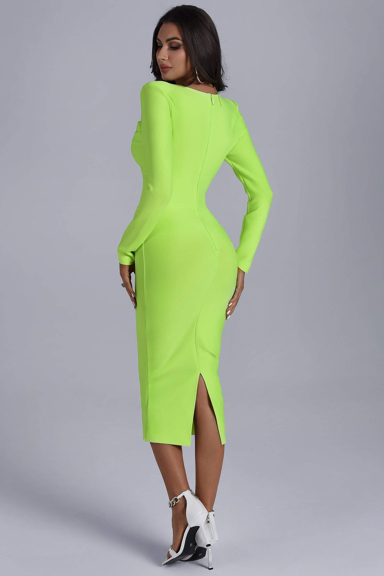 Tumajina Square Neck Midi Bandage Dress