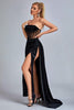 Lamva korset maxi-jurk met fluwelen split - zwart
