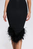 Rate Feather One Shoulder Midi Dress - Black
