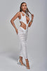 Amalie Cutout Mesh Midi Bandage Dress - White